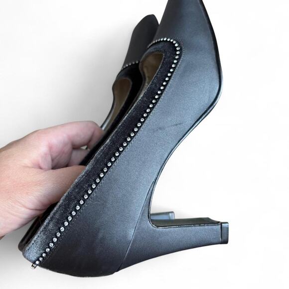 Vintage Black Satin Rhinestone Pumps by Lord & Taylor – Size 7.5 - Picture 8 of 8